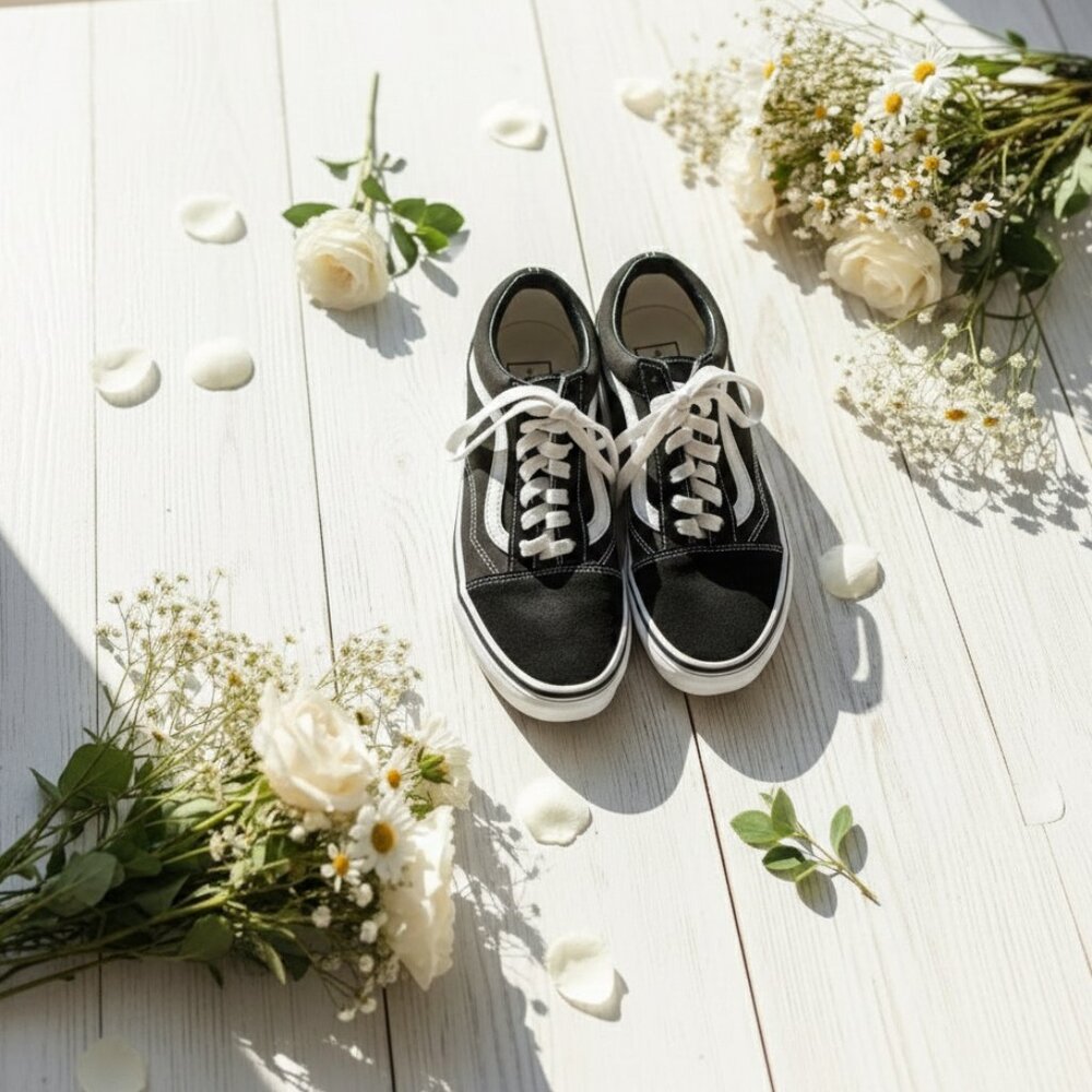 Vans Black and White Low-Top Sneakers